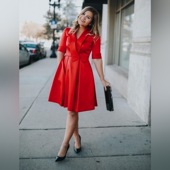 Gal Meets Glam Dresses & Skirts - NWT Gal Meets Glam Collection Ruby Red Satin Christmas Holiday Dress 6 Petite